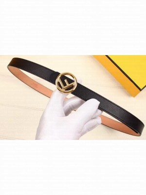 Fendi Width 2cm F is Fendi Logo Round Buckle Belt Black/Gold