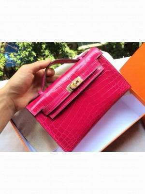 Hermes mini kelly bag in red crocodile leather with GHW