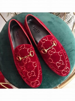 Gucci Women's Horsebit Loafer GG Velvet Red