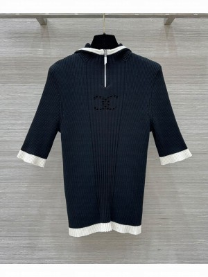 Chanel Women's Hooded Knitted Top Black