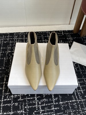 The Row Mesh and leather 35mm Heel Ankle boots Beige