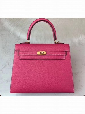 Hermes Kelly 25cm Bag in Original Epsom Leather Peach Red