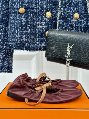 Hermes Jolly ballet flat burgundy
