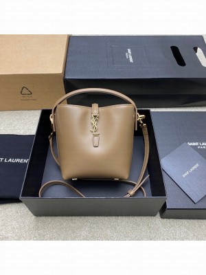 SAINT LAURENT LE 37 MINI IN SHINY LEATHER 765870 Khaki