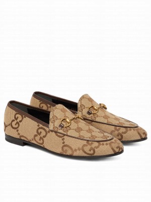 Gucci Women's Jordaan Maxi GG Canvas Loafers Apricot
