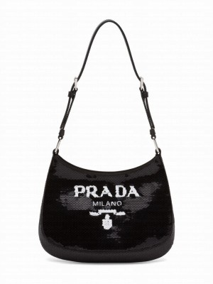 Prada Cleo Sequined Bag Black