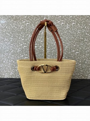 VALENTINO small RAFFIA MACRAME Shoulder Bag 0990S Apricot