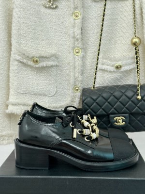 Chanel Calfskin, Grosgrain, Imitation Pearls,Strass & Metal Lace-Up Boots Black