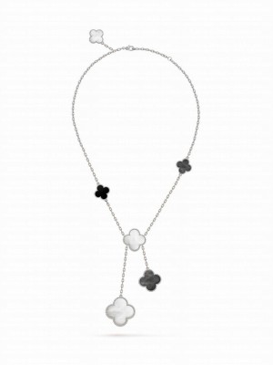 Van Cleef & Arpels Women's Magic Alhambra Necklace, 6 Motifs Silver