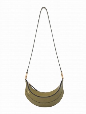 Chloe Banana Cross-Body Bag In Grained Leather Green
