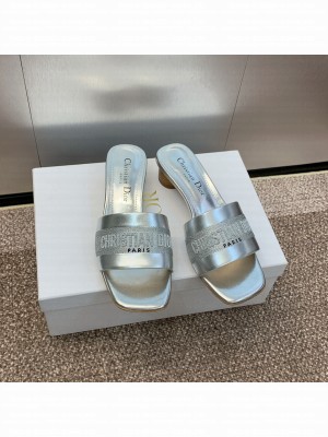 Christian Dior Women's Dway Heeled Slide Silver
