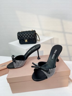 Miu Miu 85mm Crystal Embellished Mule Black