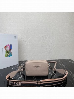 Prada Leather shoulder bag 1BH192 light gray