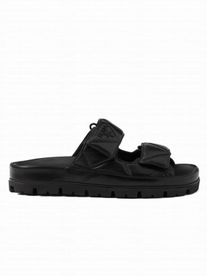 Prada Women's Padded Nappa Leather Sandals 1XX701 Black