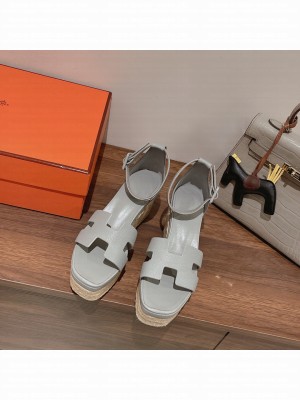 HERMES HEEL 8.5CM PLATFORM 5CM ELDA WEDGE ESPADRILLES 01