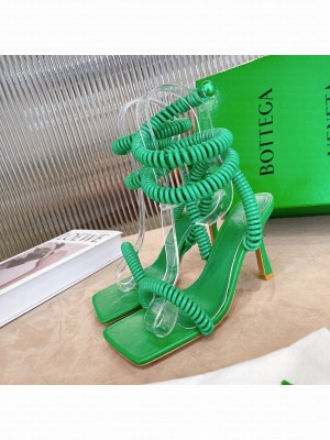 Bottega Veneta Leahter and Rubber Wire Stretch Sandals Spring/Summer 2022 Collection,Green