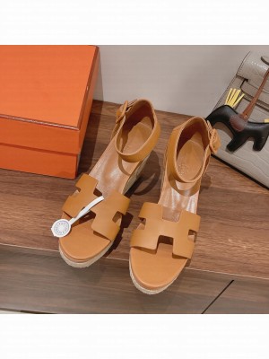 HERMES HEEL 8.5CM PLATFORM 5CM ELDA WEDGE ESPADRILLES 013