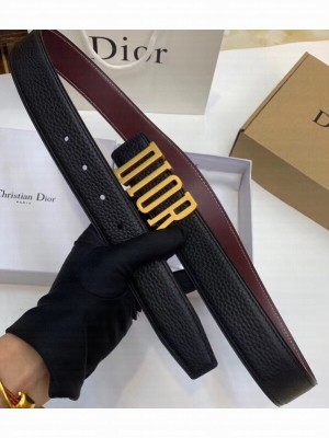 Dior Black Leather Belt 38MM Width Gold DIOR Buckle 2018