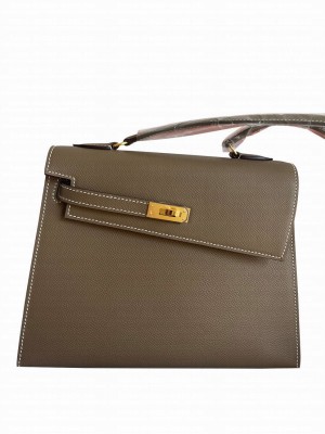 Hermes Kelly II Sellier 25 Epsom Shoulder Bag Gray