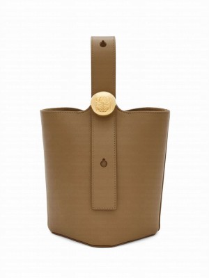 Loewe Mini Pebble Bucket Bag In Mellow Calfskin Coffee