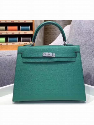 Hermes Kelly 25cm Bag in Original Epsom Leather Green