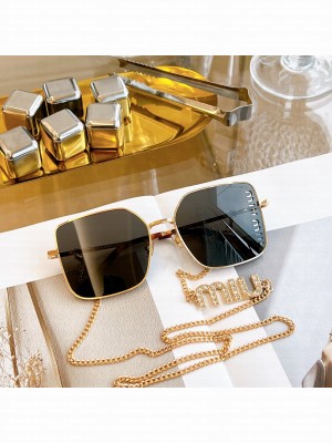 Miu miu Brand Vertical Logo Cut-out On One Lens detachable chain 06