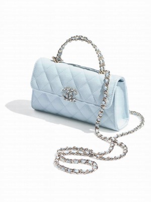 Chanel Mobile Phone Case With Chain Flap Light Blue