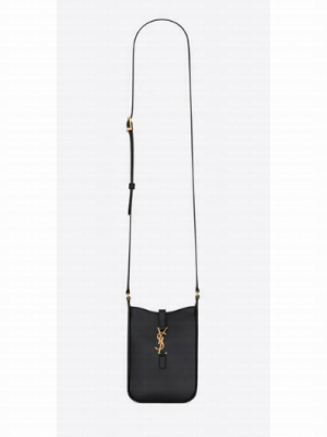 SAINT LAURENT LE 5 A 7 MINI VERTICAL IN SHINY LEATHER 7352142 black