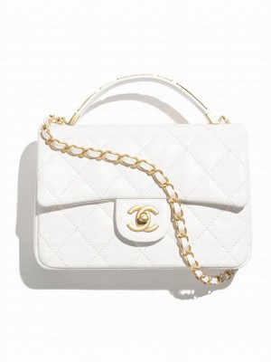 Chanel Small Flap Bag With Top Handle AS4679 White
