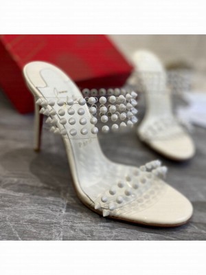 Christian Louboutin Stud Transparent Sandals 10cm White 2021 Collection