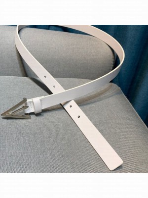 Bottega Veneta Calfskin Belt 2cm with Triangular Buckle White/Silver  2021 Collection