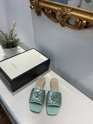 Gucci GG Sequins Slide Sandals Green 2021 Collection
