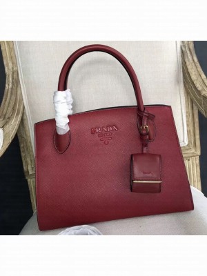 Prada Monochrome Top Handle Bag 1BA155 Burgundy