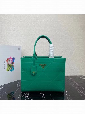 Medium leather Prada Symbole bag with topstitching 1BA378 green