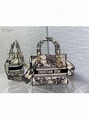 Dior MEDIUM LADY D-LITE BAG Denim Multicolor Dior Jardin Magique Embroidery M0565ORZI-3