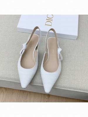 DIOR J'ADIOR SLINGBACK BALLERINA FLATS IN COTTON EMBROIDERY WHITE 2022 COLLECTION