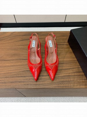 Alaïa LE CŒUR SLINGBACKS IN FISHNET RED