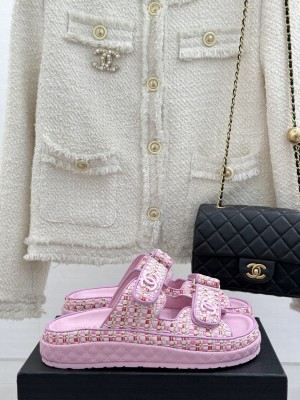 Chanel Velcro Dad Slide Sandals Pink 2025