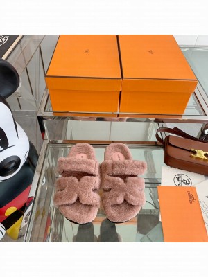 Hermes woolskin Oran Flat Slide Sandals 139 2022 Collection
