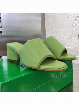 Bottega Veneta Band Calfskin Heel 5cm Sandals Green  2021 Collection 23