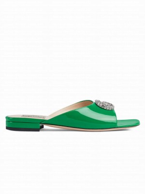 Gucci Women's Double G Slide Sandal 771586 Green