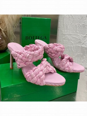 Bottega Veneta The Curve Raffia Heel Sandals 9.5cm Blossom Pink  2021 Collection