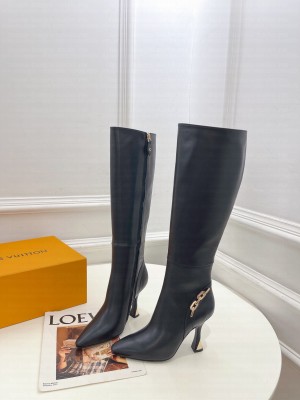 Louis Vuitton Sparkle Heel High Boots 9.5cm in Leather Black 2023