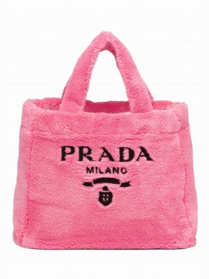 Prada Shearling Tote 1BG130 Peachblow