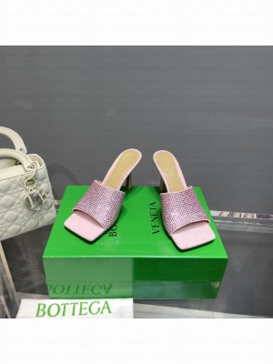 BOTTEGA VENETA Stretch 9cm Strass-embellished Camellia silk Crystal mules