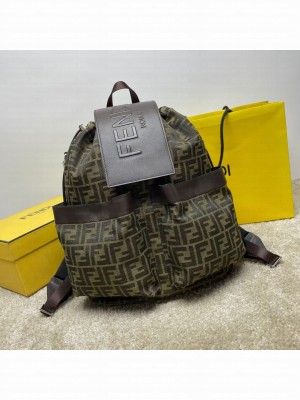 Fendi FF Jacquard Fendi Strike Medium fabric backpack 7VZ070A brown