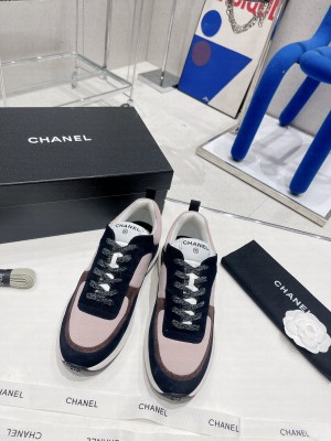 Chanel Fabric & Suede Sneakers Pink