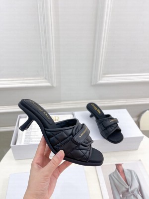 Dior Foldover Heel Slide Sandals 5.5cm in Cannage Lambskin Black 2023