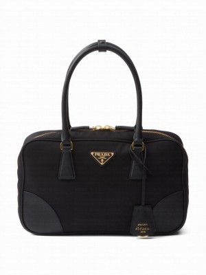 Prada Fever-Edition recycled nylon and Safiano leather double handle bag Black