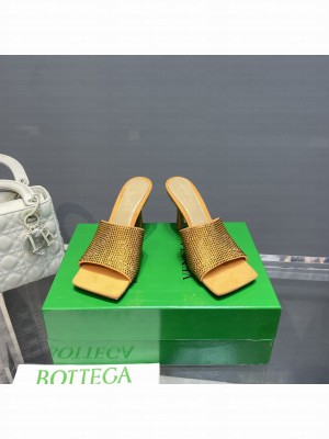 BOTTEGA VENETA Stretch 9cm Strass-embellished silk Crystal mules